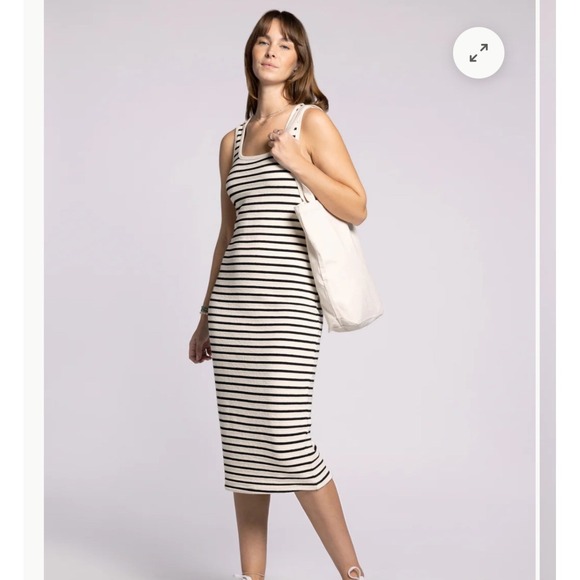 Rails Dresses & Skirts - Thread & Supply  Striped Tank Midi Dress Black White‎ Knit Ribbed Sleeveless Med
